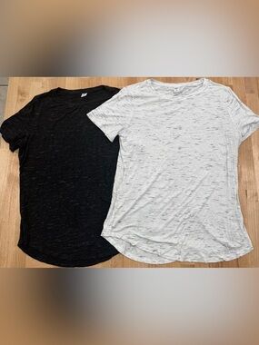 Old Navy Luxe Tee Duo Soft Slub Short Sleeve Tee Duo - Black & White